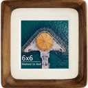Handcrafted Natural Wood Picture Frame with Mat for Wall and Tabletop display (Walnut, 6x6 matted to 4x4)