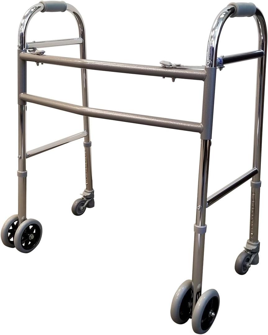 Bariatric Dual Release Walker  Heavy Duty 700 lb Capacity, Foldable Design, Rust-Resistant Aluminum Frame, Adjustable Height, Smooth-Gliding Wheels for Easy Mobility
