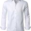 JEMITOP Men's Stretch Wrinkle Free Dress Shirt Formal Prom Wedding Long Sleeve Button Down Shirts (X-Large)