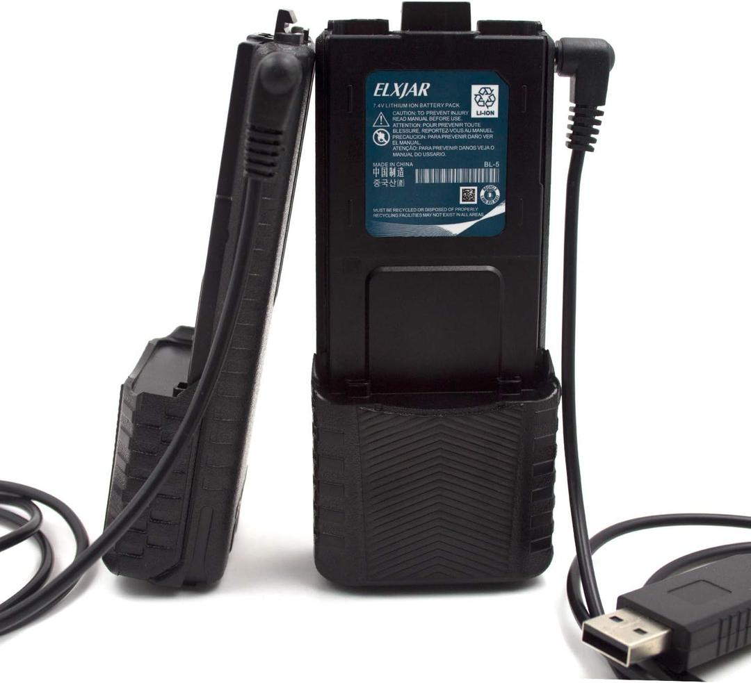 (2-Pack) 7.4V 3800mAh BL-5L Replacement Extended Battery, Compatible with UV-5R UV-5RTP UV-5R Plus UV-5RX3 BF-F8HP RD-5R UV-5X3, BF-F9 Two Way Radio with USB Charging Cable