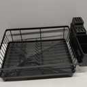 Kmiectse Dish Drying Rack - Space-Saving Small Dish Rack for Kitchen Counter, Rust-Resistant Kitchen Drying Rack, Compact Dish Drainer Organizer with Utensil Holder for Home Kitchen, Black, 15.2 L X 11.2 W X 5.7 H
