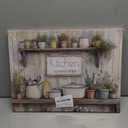 QQL Rustic Kitchen Canvas Wall Art Farmhouse Pots Pans Kitchen Always Open Wall Decor Picture Country Still Life Floral Painting for Dining Room Home Decoration Ready to Hang