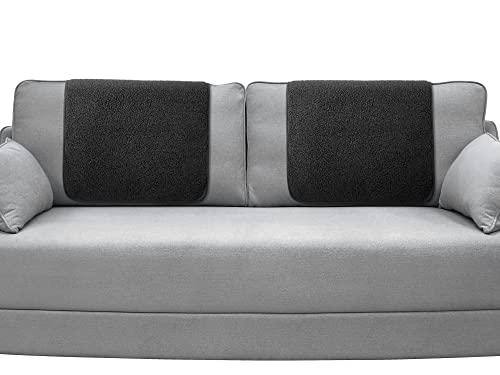 Frienda 2 Pieces Recliner Headrest Covers Sofa Headrest Protector Sherpa for Recliner Chair Couch Furniture Non Slip for Living Room(Black)