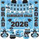 Graduation Decorations 2026 Light Blue Party Decor Set with Congrats Grad Banner, Class of 2026 Backdrop, Balloons, Box & Streamers Supplies for High School & College Celebrations