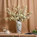 Olivachel Artificial Flowers Faux Plum Cherry Blossom Branches Fake Long Flower Stems for Home Wedding Party Decoration (White, 4Pcs/Pack)