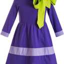 Women Long Sleeves Halloween Costume Daphne Dress with Scarf adults mini dress (Medium, Purple)
