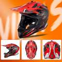 OUMURS Full Face Dirt Bike Helmet DOT Approved, Adult ATV Motocross Helmet | Includes Goggles Gloves Mask, Lightweight, Adjustable Sun Visor, ATV UTV BMX MX Ebike Off-Road Racing, Red Black, X-Large