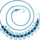 1 Pack Portable Clothesline with 12 Clothespins, Windproof Travel Clothesline Stretchy Retractable Elastic Laundry Clothes Line for Backyard, Vacation Hotel, Balcony Clothes Drying Line