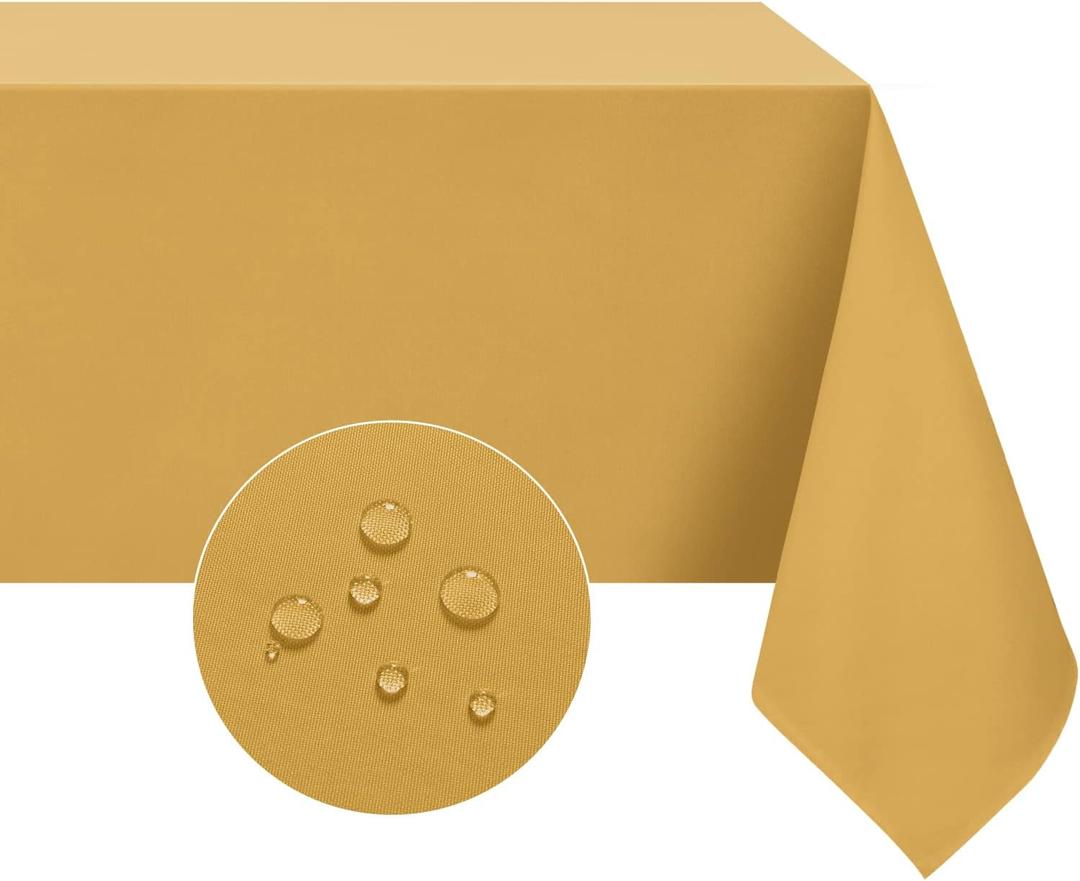 Softalker Rectangle Tablecloth, Waterproof & Stain Resistant Table Cloths Wrinkle Free Fabric Washable 210GSM Polyester Table Cover for Dining/Party/Outdoor - 60 x 84 inch, Gold