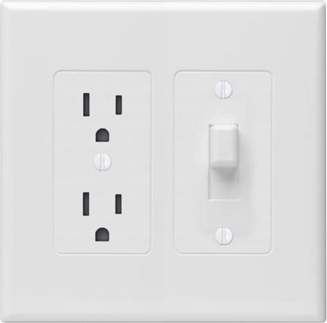 TayMac 2772W MASQUE REVIVE White 2-Gang Duplex and Toggle Cover-up Wall Plate, Decorator Electrical Outlet Cover Replaces Old and Discolored Wall Plate