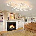 Shine LUEST Modern LED Ceiling Lights for Bedroom Dimmable Modern 6 Ring Square Ceiling Lights for Living Room with Remote Control White Bedroom Ceiling Lamp Fixtures for Kitchen, Bathroom, Balcony