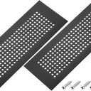 PATIKIL 8 x 3 Inch Door Air Vent Cover, 2 Pcs Aluminum Grille Ventilation Cover Louvered Diamond Hole with Mounting Screws for Cabinet Wardrobe Door, Black