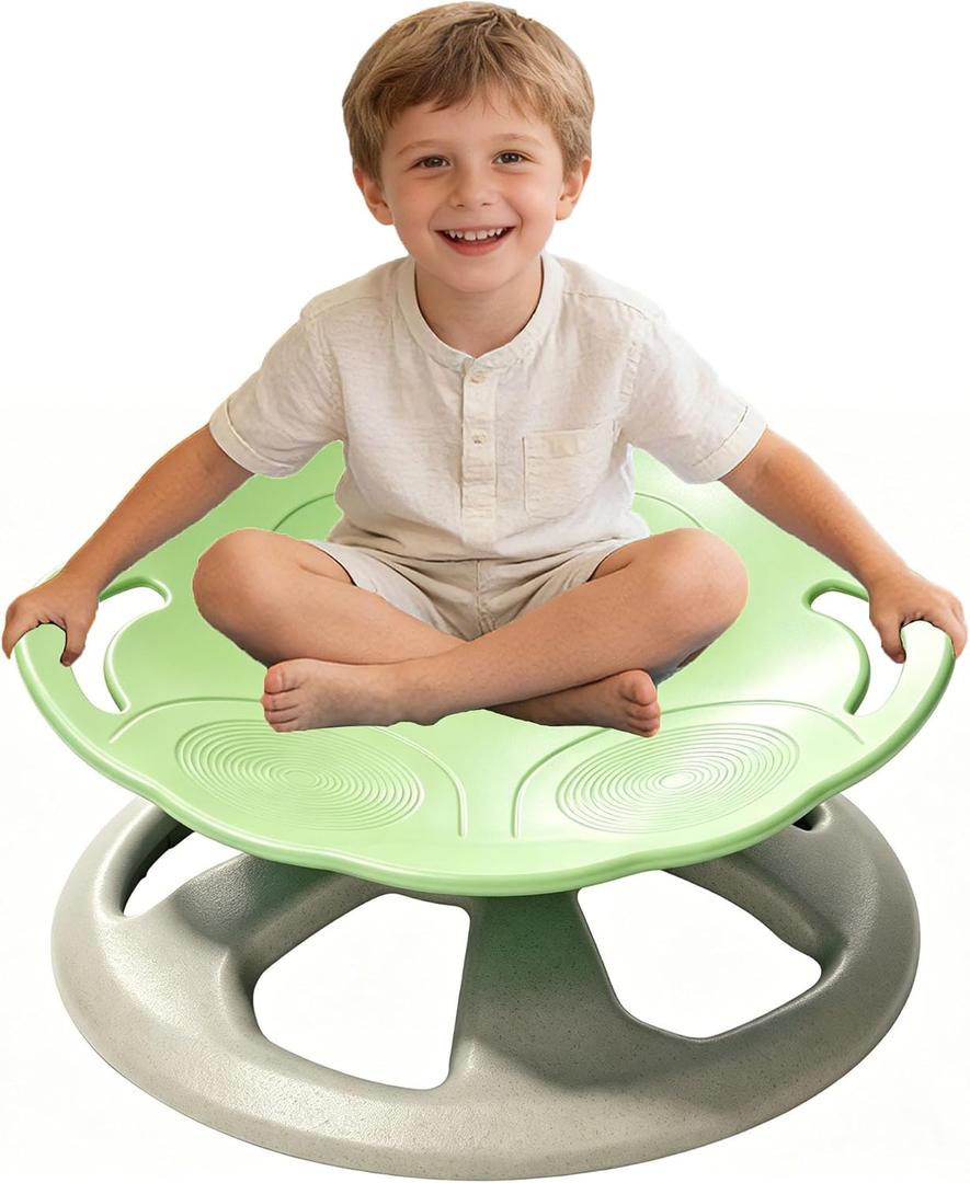 FERUERW Spinning Chair for Autistic Kids with Handle, Sensory Products | Sensory Toy Gifts for Children with ADHD/Autism, 220LBS Capacity, Training Body Coordination, 3+ Years (Light Green), 21.5 inches x 21.5 inches x 11 inches