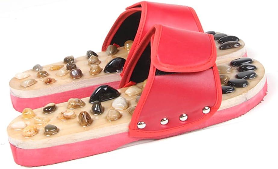 Reflexology Foot Massager Slipper Acupuncture Massage Sandals with Natural Stones Acupoint Massage Shiatsu for Foot Pain Relief Suit for Men and Women (M)