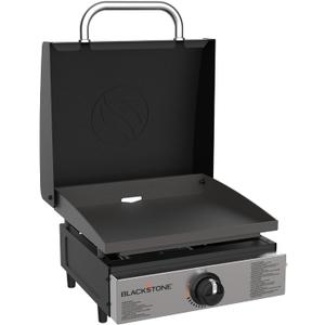 Blackstone 1814 Stainless Steel Propane Gas Portable, Flat Top Griddle Frill Station for Kitchen, Camping, Outdoor, Tailgating, Tabletop, Countertop  Heavy Duty & 12, 000 BTUs, 17 Inch, Black
