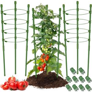 Legigo 3 Packs Plant Support Cages Tomato Cage for Garden- 36 Inch Adjustable Garden Cucumber Trellis Plant Stakes, Trellis Support Rings for Climbing Plants, Pots, Indoor Plants with 10 Plant Clips