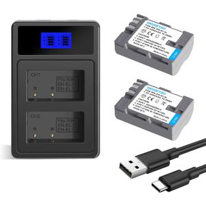 EN-EL3E Battery and Charger, 2-Pack Replacement Battery Compatible with Nikon D50, D70, D70s, D80, D90, D100, D200, D300, D300S, D700 Digital SLR Cameras