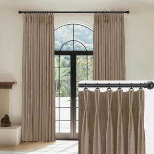 Linen Pinch Pleated Curtains Blackout 100% Black Out Curtains 63 Inches Long 2 Panels with Hooks, Thermal Insulated Pinch Pleat Drapes for Bedroom, 40Wx63L, Rust Brown Linen Pinch Pleated Curtains Blackout 100% Black Out Curtains 63 Inches Long 2 Panels with Hooks, Thermal Insulated Pinch Pleat Drapes for Bedroom, 40Wx63L, Rust Brown