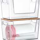 2 Pack Trash Bag Holder Dispenser, Extra Large Garbage Bags Holder, Stackable Trash Bag Holder with Bamboo Top for Laundry Room & Under Sink