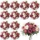 Geosar 24 Bundles Artificial Peonies Flowers Fake Silk Peony Bouquet Faux Peonies Flowers Bulk for Decoration Vase Floral Arrangements Wedding Party Table (Dusty Pink,Dusty Rose)