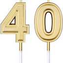 Frienda Birthday Candles Cake Numeral Candles Happy Birthday Cake Topper Decoration for Wedding Anniversary Celebration Supplies(Gold,40th)