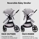 Lortsybab 2-in-1 Baby Stroller - Folding Infant Newborn Pram Stroller with Reversible Seat - Toddler Strollers for 0-36 Months Old Babies (Grey)