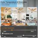 52 Inch Wood Flush Mount Ceiling Fans with Lights and Remote, Dimmable 5 Blade Wood Bedroom Ceiling Fan Outdoor Ceiling Fans for Patios Low Profile Ceiling Fan with Light for Bedroom Indoor