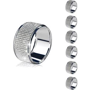 Silver Napkin Rings Set of 6,Diamond Napkin Ring for Table Decor,Thanksgiving,Christmas Napkin Rings Buckles, Anniversary, Birthday, Holiday, Party of Table Setting, Wedding Table Decoration