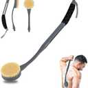Back Scrubber for Shower, 20.5" Long Handle Shower Brush for Body for Deep Clean, Back Brush for Shower for Men Women (Grey)