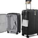 Hanke Top Opening 24" Medium Suitcase Expandable Hard Shell Jet Black, 24 Inch EXT