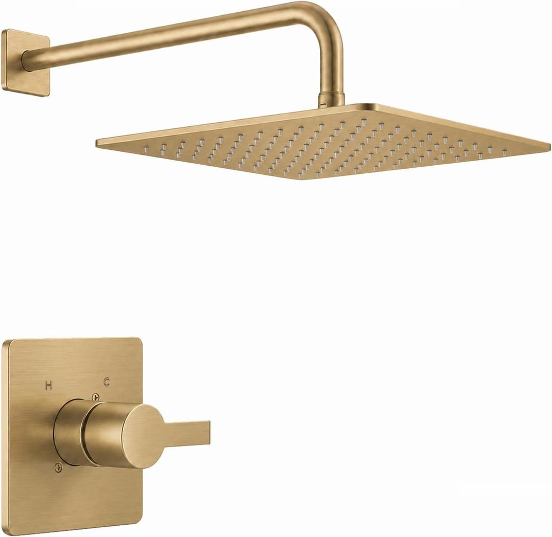 Replacement for Delta 13/14 Series Shower Trim Kit,Champagne Bronze | Compatible with Delta R10000 Universal Valve, Brushed Gold Shower Faucet Set, Cartridge and Valve Not Included