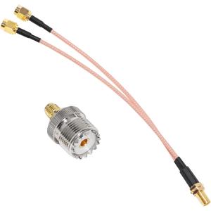 Anina SMA Female to Dual SMA Male Y Splitter Coaxial Extension Cable with SMA Female to UHF Female SO239 Low-Loss Antenna Adapter for 3G 4G 5G LTE ADS-B Ham GPS WiFi RF Radio (Not for TV)
