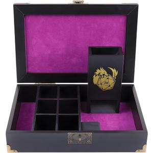DND Dice Tray & Tower Storage Box, Wooden Dice Holder Case Organizer (Rolling Tray, Dice Roller Tower, Dice Container), RPG Accessories for Dungeons and Dragons/D&D MTG Board Game DM & Player Gifts