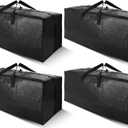 Cosy Family 4 Pack Heavy Duty Extra Large Moving Bags with Backpack Straps - Strong Handles & Zippers, Storage Totes For Space Saving, Fold Flat, Alternative to Moving Box (Set of 4, Black)