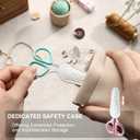 PAFASON Precise & Sharp Sewing Scissor Set 4 PC Curved Straight for DIY Quilting Embroidery Knitting Crafting Cross Stitch Crochet Thread Yarn Paper Fabric Detail Cutting Stainless Steel Safety Case (Green+pink+white)