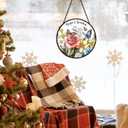 Yaya Mothers Day Christmas Birthday Gifts Suncatcher Stained Glass Window from Grandkids for Yaya Grandma, Grandma Gift Stained Glass Wall Decor, Yaya's Garden Catchers Indoor Window,7.9x7.9In