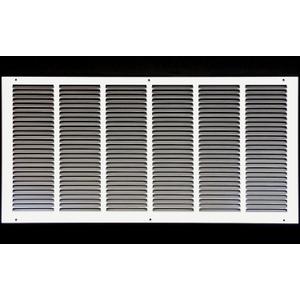 HVAC Premium 28'' x 16'' [Duct Opening] Flat Stamped Steel Return Air Grille - Sidewall and Ceiling - HVAC Vent Duct Cover - White [Outer Dimensions: 29.75''w X 17.75''h]