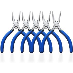 KAIHAOWIN Mini Needle Nose Pliers 5"-5 Pack KAIHAOWIN Small Long Nose Pliers with Wire Cutters, Spring Loaded Thin Needle Nose Pliers, Precision Pliers Set for Crafts/Jewelry Making/Tiny Project