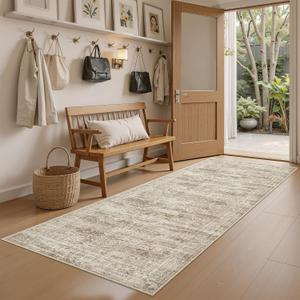 Soalmost Runner Rug 2'x6' Washable Non-Slip Runner Rugs for Kitchen Bathroom Laundry Room Brown Vintage Floor Carpet Runners for Hallway Entryway