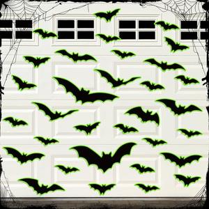 Kanayu 32 Pcs Halloween Garage Door Decorations Magnets Garage Door Magnets Glow in the Dark Magnetic Decal Luminous Stickers Halloween Decorations for Garage Door Car Refrigerator Party (Classic Bat)