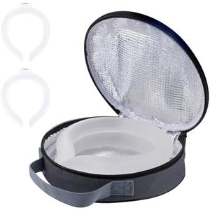 Neck Cooler Ice Ring with Insulated Bag. Wearable Head Shoulder Cooling Tube for Hot Weather in Summer, Gel Ice Collar for Outdoor Workers, Sports. Reusable Cool Wraps. (White)