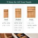 Bamboo Silverware Organizer, Kitchen Drawer Organizer, Utensil Holder, Cutlery Tray & Spoon Flatware Storage with Grooved Drawer Dividers (12.5''W x 16.5''D)