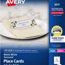 Avery Printable Place Cards with Sure Feed Technology, 1-7/16" x 3-3/4", Matte White, 150 Blank Tent Cards for Laser or Inkjet Printers (5011)