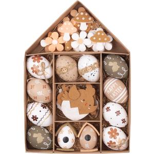 Valery Madelyn 40Pcs Easter Eggs Tree Ornaments, Nature Beige White Plastic Easter Egg Bulk Tree Decoration, Shatterproof Decorative Hanging Egg for Easter Decorations Spring Holiday Party Decor