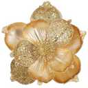 GL-Turelifes 10 Large Glitter Christmas Flower 6 Pcs Artificial Magnolia Flowers Velvet Fold Christmas Tree Flower Decorations Xmas Tree New Year Party Wedding Ornaments (Gold)