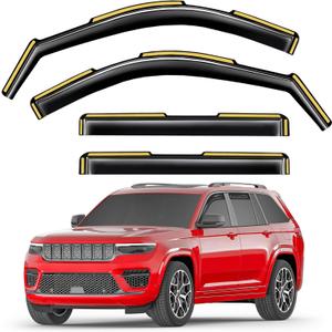 in-Channel Window Rain Guards Fit for Jeep Grand Cherokee (Not for L) 2022-2025 Double Cab, Extra Durable Window Visors Window Deflectors Vent Visors Vent Shades Car Accessories-4 pcs 2-Q06