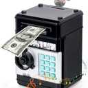 Refasy Piggy Bank Cash Coin Can ATM Bank Electronic Coin Money Bank for Kids Age 3-12, Money Savings Box Mini ATM Coin Bank Toys Gifts for 3 4 5 6 7 8 9 10 11 12 Year Old Boys Girls (Black)