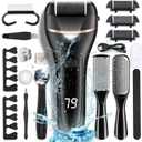 Electric Foot Callus Remover with 3 Roller Heads 2 Speed Rechargeable,Professional Pedicure Pedicure Kit Waterproof Foot Scrubber File,Pedicure Tools,Foot Care for Dead Hard Cracked Dry Skin