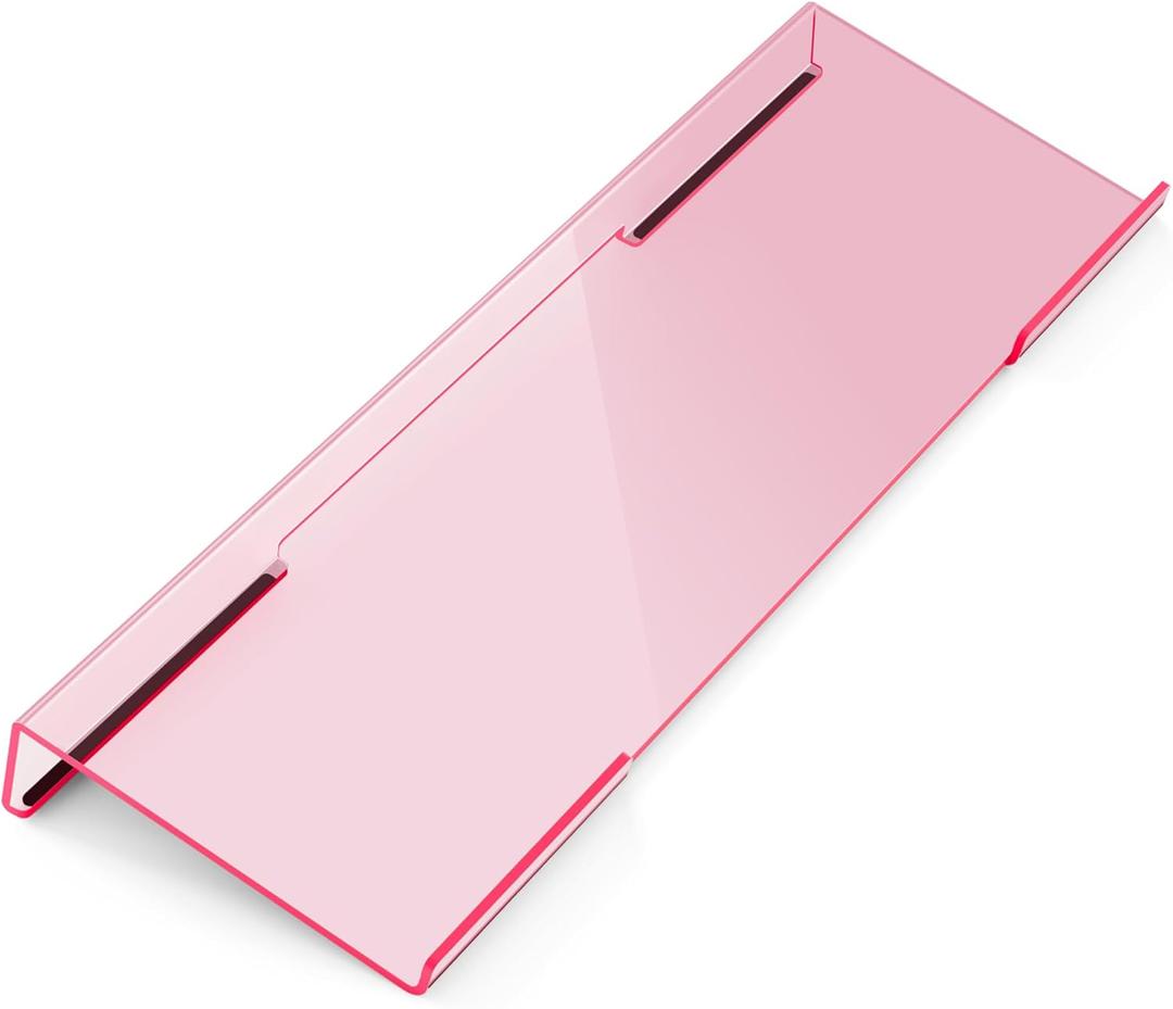 Ergonomic Computer Keyboard Stand for Desktop (Clear Pink), Keyboard Tilted Elevated Rack Key Board Holder Riser Stand for Office Home Desk Work
