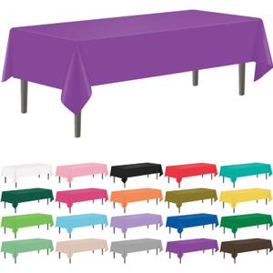 12 Pack Purple 54 x 108 Inch Disposable Plastic Tablecloths Rectangular Table Cloth Plastic Table Cover for Parties (Rectangle)